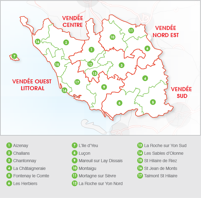 Carte de la Vendée et ces cantons